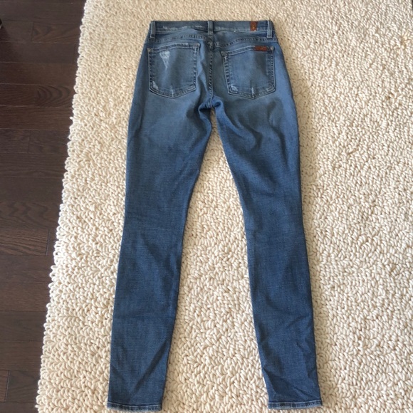 7 FOR ALL MANKIND Distressed Blue Skinny Jeans - Picture 6 of 8